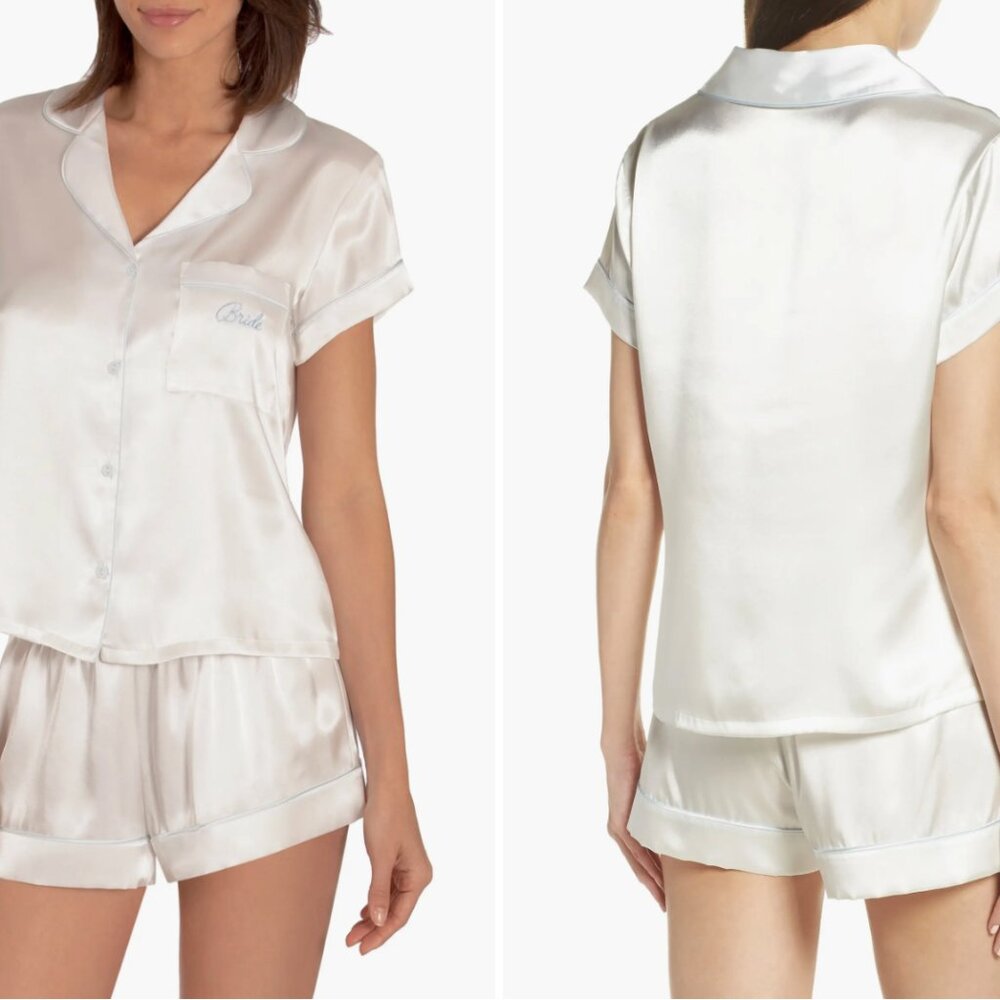 In Bloom By Jonquil Bride Satin Short Pajama Set – White – Size L